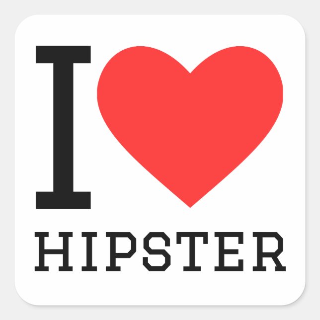 I love hipster square sticker (Front)