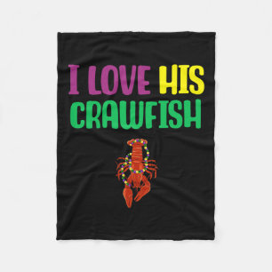 I Love His Crawfish Mardi Gras Matching Couple Gir Fleece Blanket
