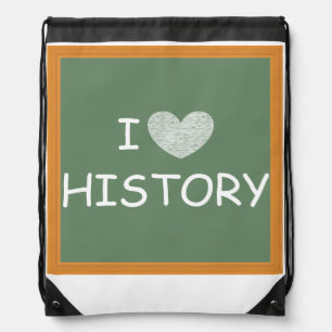 I Love History Drawstring Bag