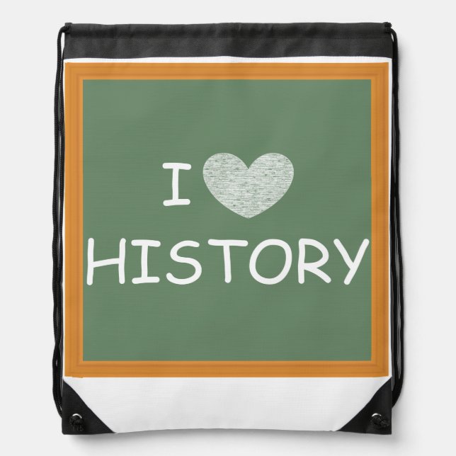 I Love History Drawstring Bag (Front)
