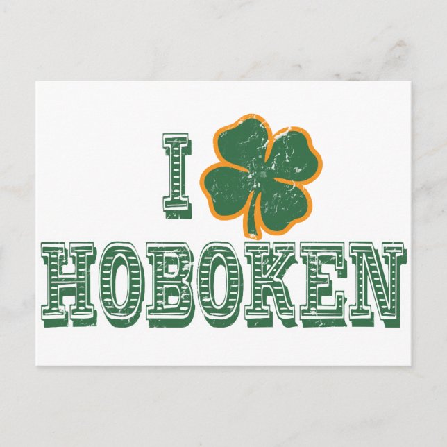 I love Hoboken - St. Patrick's Day Postcard (Front)