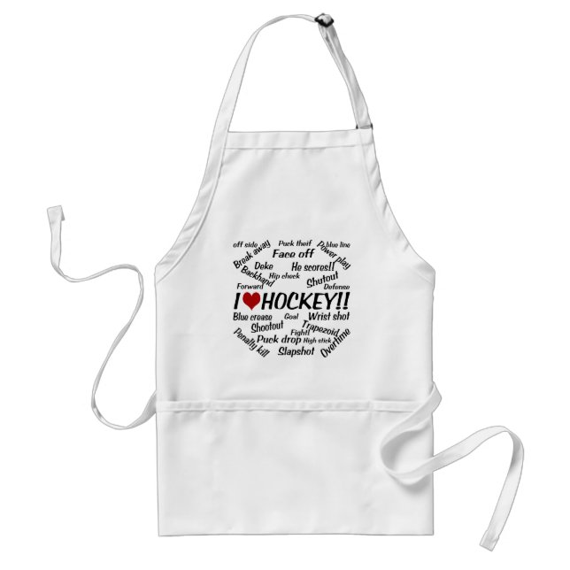 I Love Hockey Adult Apron (Front)