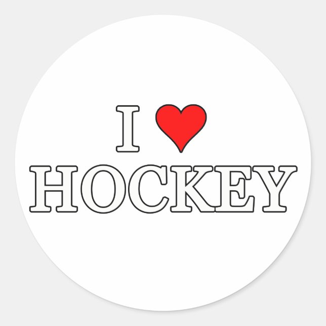 I Love Hockey Classic Round Sticker (Front)