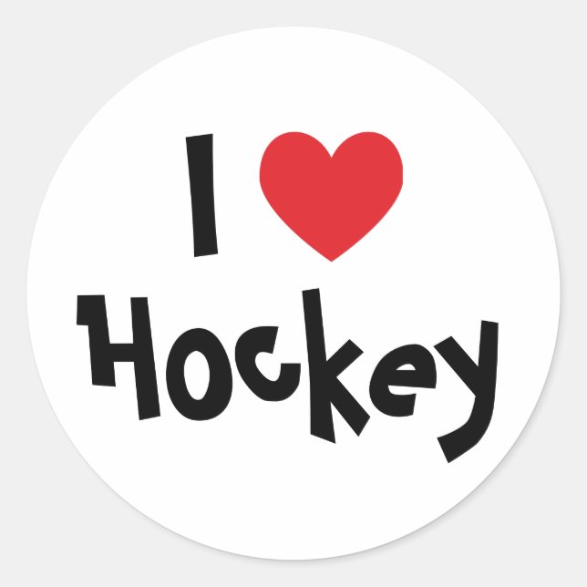 I Love Hockey Classic Round Sticker (Front)