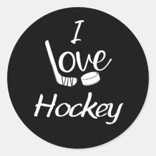 I Love Hockey Classic Round Sticker