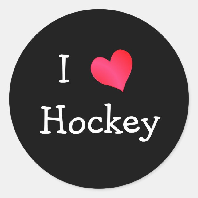I Love Hockey Classic Round Sticker (Front)