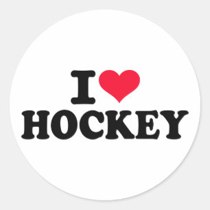 I love Hockey Classic Round Sticker