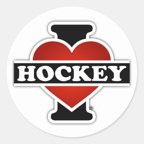 I Love Hockey Classic Round Sticker