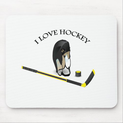 I Love hockey custom design with stick and helmet Mouse Pad