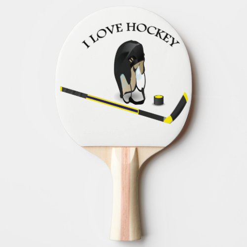 I Love hockey custom design with stick and helmet Ping Pong Paddle