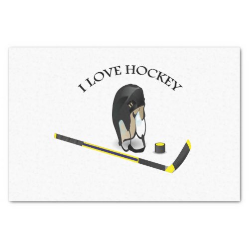 I Love hockey custom design with stick and helmet Tissue Paper