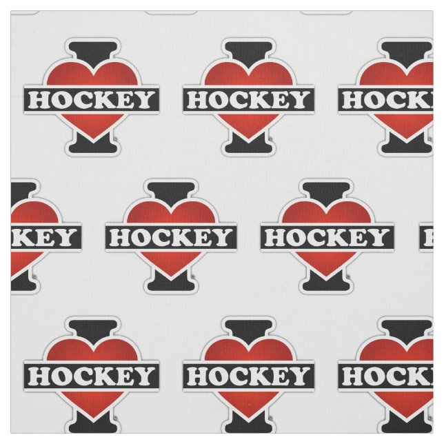 I Love Hockey Fabric (Swatch)