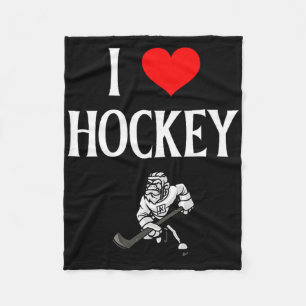 I Love Hockey I Heart Hockey Funny Ice Hockey Love Fleece Blanket
