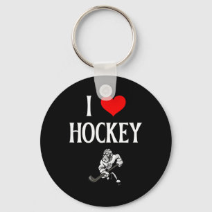 I Love Hockey I Heart Hockey Funny Ice Hockey Love Keychain