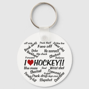 I Love Hockey Keychain
