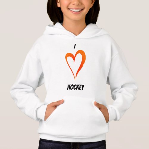 I Love Hockey_ Kids Pullover Hoodie