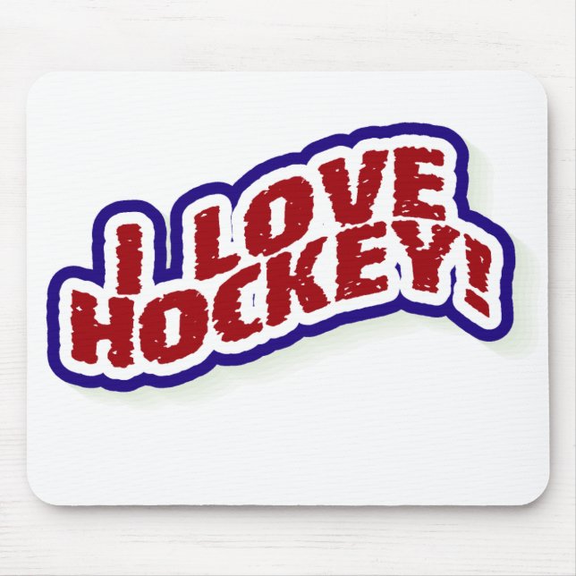 I Love Hockey Mouse Pad (Front)