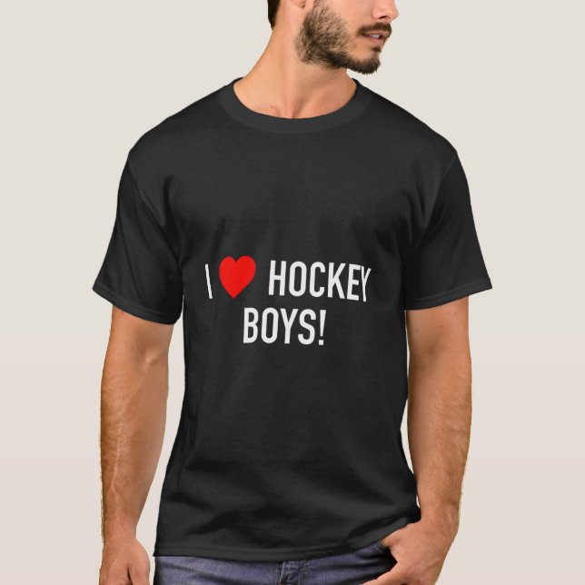 I Love Hockey Novelty Fun Style T-Shirt (Front)