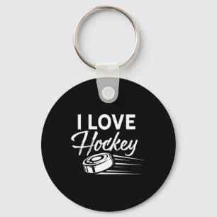 I Love Hockey Player Team Game Goalie  Keychain