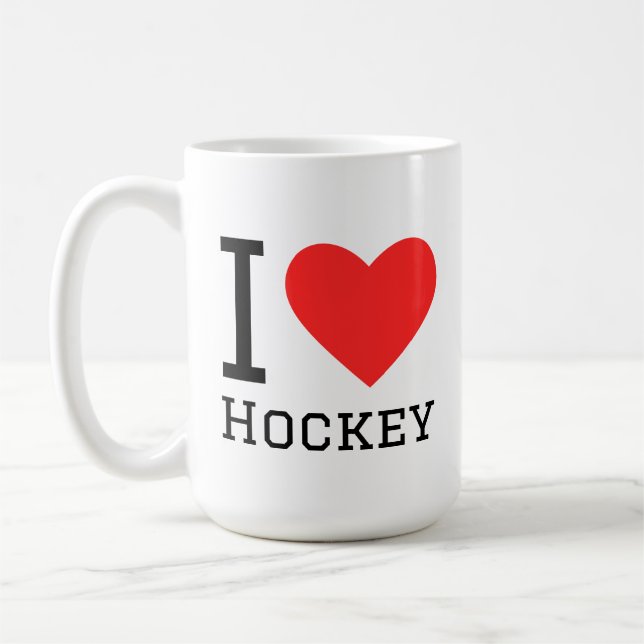 I love hockey square sticker coffee mug (Left)