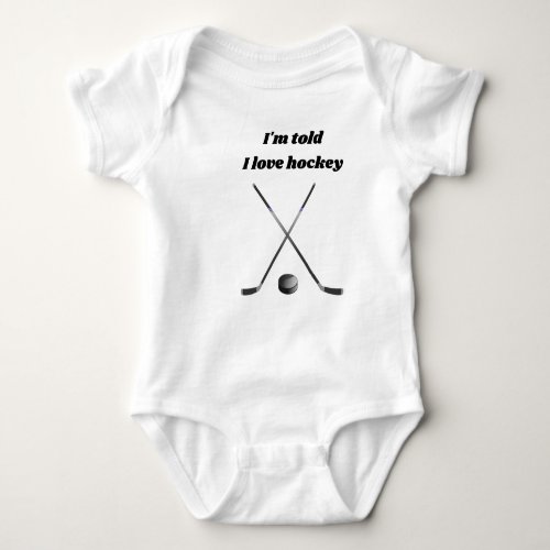 I Love Hockey With Two Hockey Sticks Design Baby Bodysuit