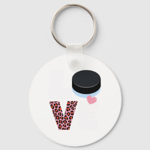 I Love Hockey Womens Or Girls Hockey Keychain