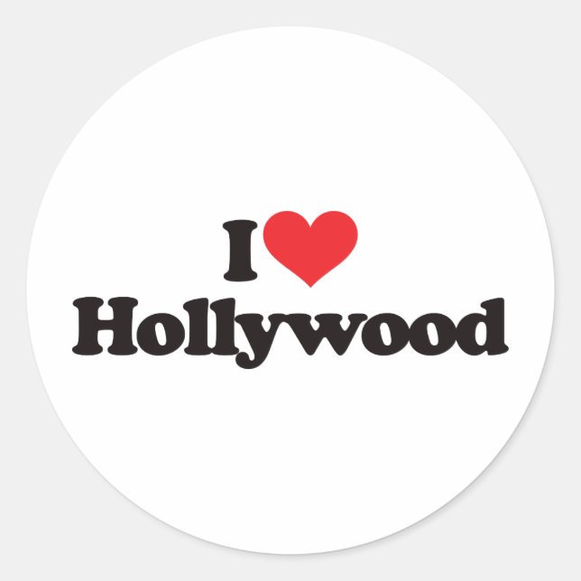 I Love Hollywood Classic Round Sticker (Front)