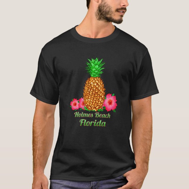 I Love Holmes Beach Florida Fl Pineapple Floral T-Shirt (Front)