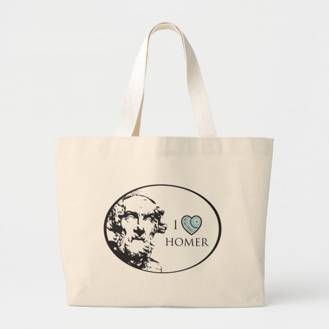 I Love Homer Large Tote Bag (Front)