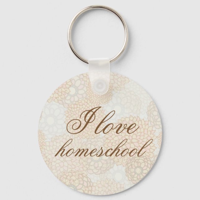 I love homeschool rustic flowers keychain (Front)