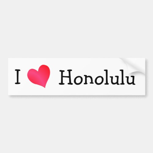 I Love Honolulu Bumper Sticker