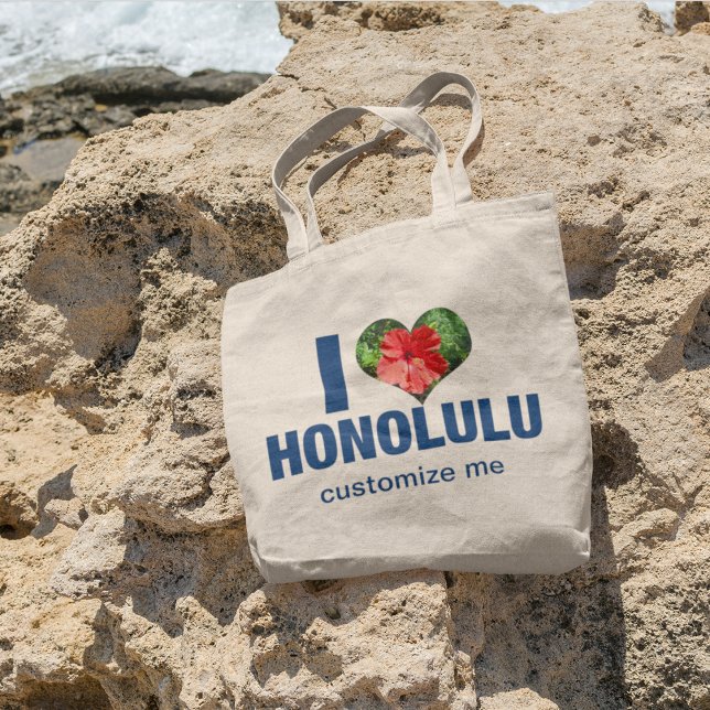 I Love Honolulu Cute Hawaii Hibiscus Flower Tote Bag (Creator Uploaded)
