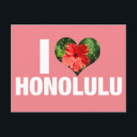 I Love Honolulu Hawaii Hibiscus Flower Vacation Postcard<br><div class="desc">I love Honolulu postcard with a pretty peach pink background. A cute heart shaped Hawaiian red hibiscus flower decorates this lovely design for your seaside summer vacation to the beach in Hawaii.</div>