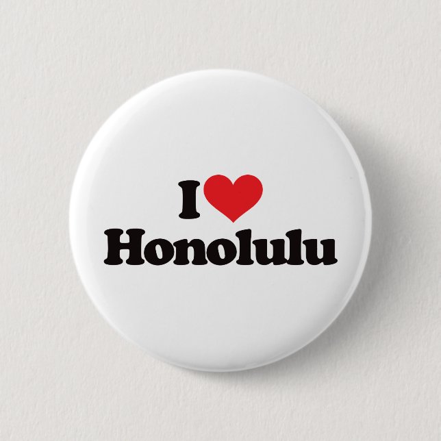 I Love Honolulu Pinback Button (Front)