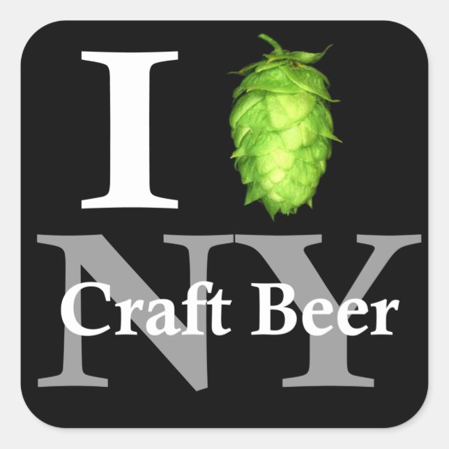 I love (hop) NY craft beer! Square Sticker (Front)