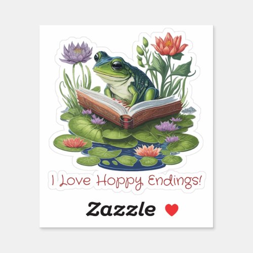 I Love Hoppy Endings Book Lovers Frog Sticker