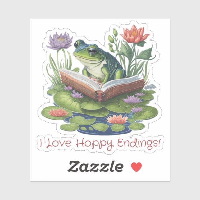 I Love Hoppy Endings Book Lovers Frog Sticker (Sheet)
