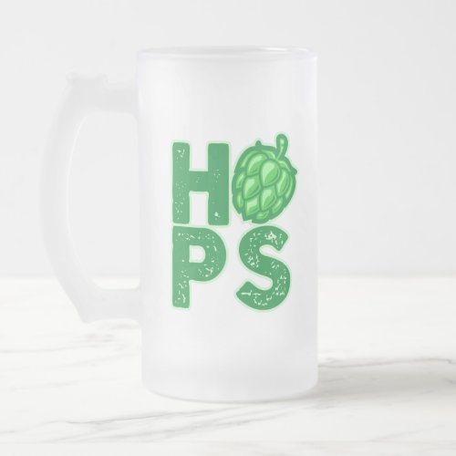 I Love Hops In Craft Beer Frosted Glass Beer Mug