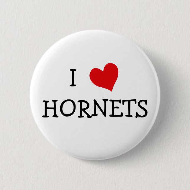 I Love Hornets Pinback Button (Front)