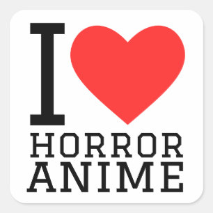 I love horror anime square sticker