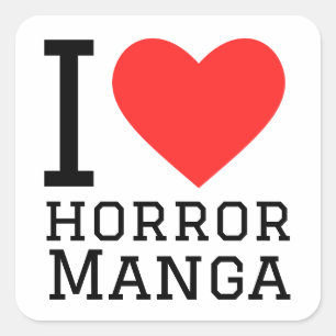 I love horror manga square sticker