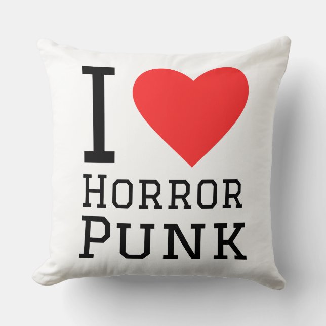 I love horror punk throw pillow (Front)