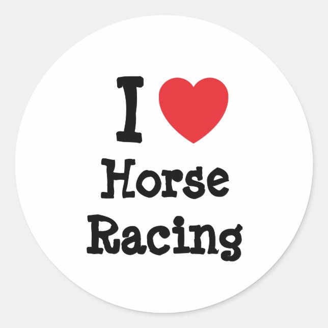 I love Horse Racing heart custom personalized Classic Round Sticker (Front)