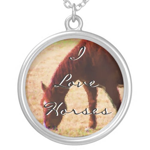 I Love Horse Silver Plated Necklace