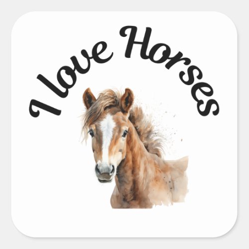 I Love Horses 0006 Square Sticker