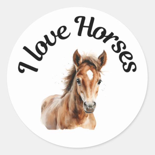 I Love Horses 0007 Classic Round Sticker
