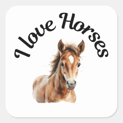 I Love Horses 0007 Square Sticker