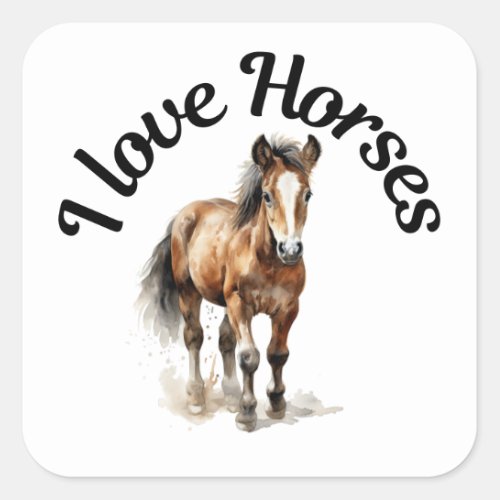 I Love Horses 0008 Square Sticker