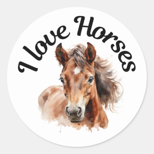 I Love Horses 0009 Classic Round Sticker