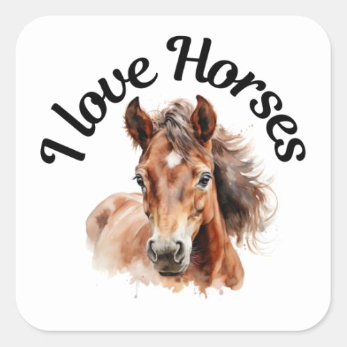 I Love Horses 0009 Square Sticker